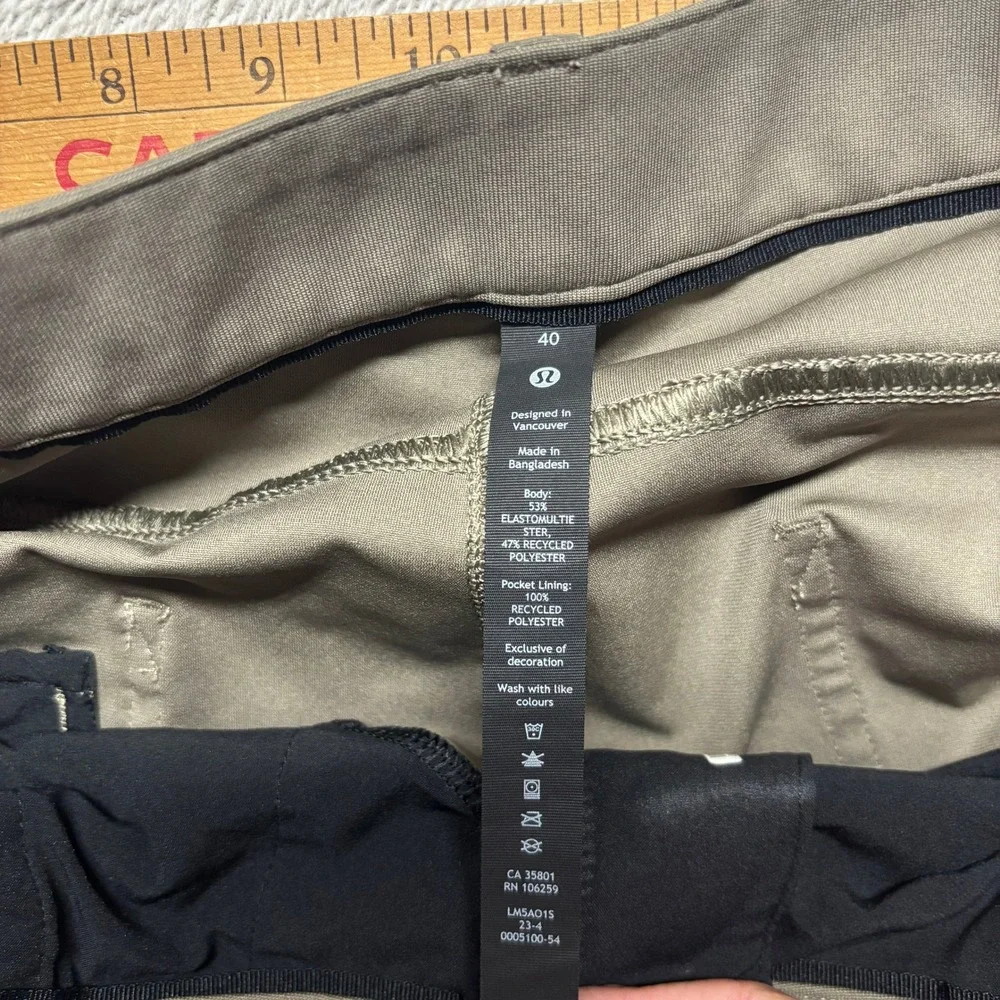 Lululemon Commission Pant Classic Fit Warpstreme Olive Sage Green Mens 40x30 EUC